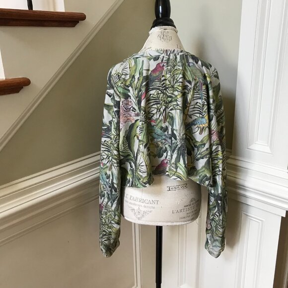Aviator Nation Jungle Cropped Sweatshirt Pullover Womens XL Green Long Sleeve AN - Picture 11 of 12